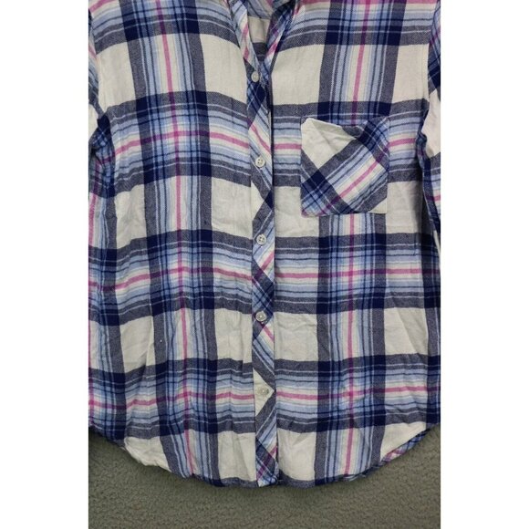 Rails Long Sleeve Blue Plaid Button Up Top-Size XS - Picture 2 of 10